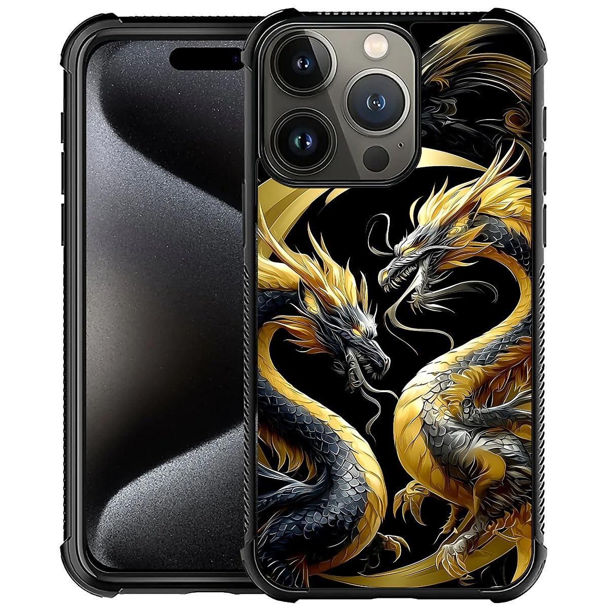 Deaorew For Iphone 16 Pro Max Case | Classic Slim Cover Design | Golden Black Dragon