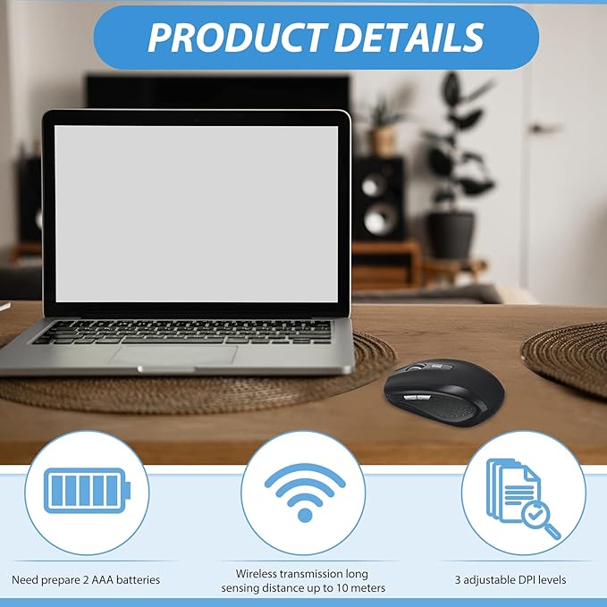 Macarrie 8 Pack Wireless Mouse for Laptop 1200dpi Wireless Computer Mouse Bulk with 6 Buttons Included USB Receiver Compatible with Windows Pc Computer