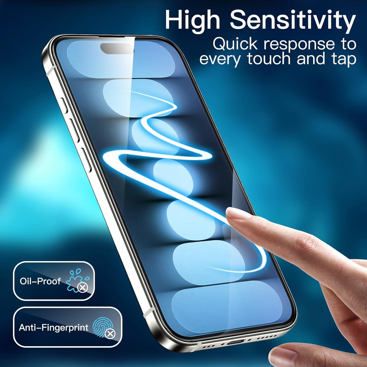 JETech Full Coverage Screen Protector for iPhone 15 Pro 6.1-Inch, Bubble-Free Tempered Glass Film, 2-Pack