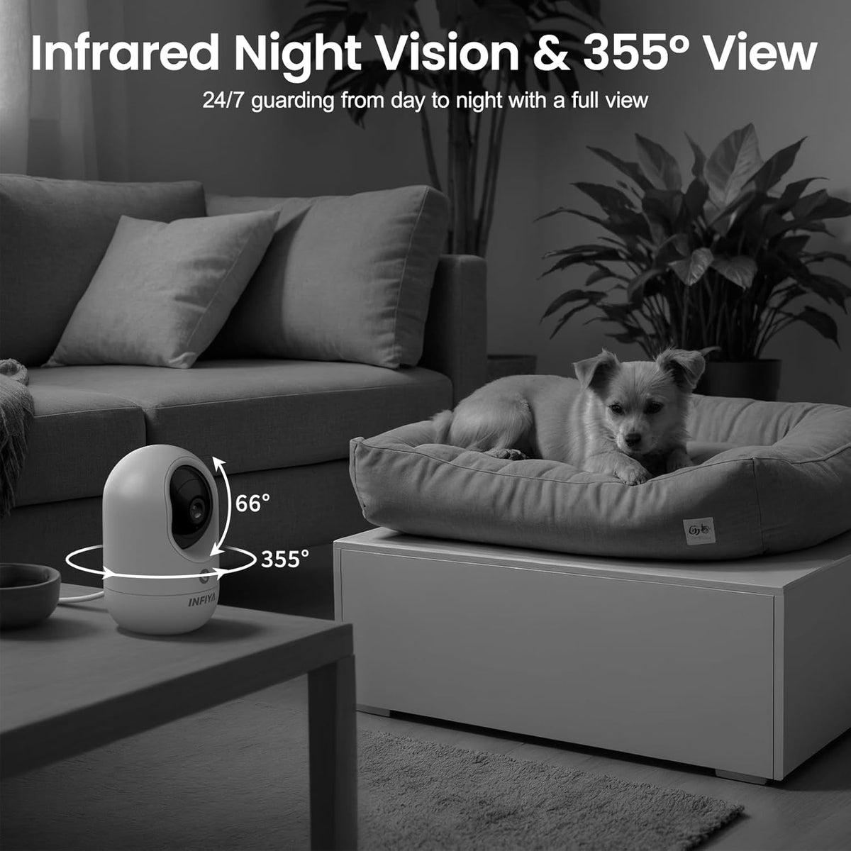 INFIYA 2K Indoor-360 2.4GHz K7 2Pack Security Camera Cameras for Home Security and One-Tap Call