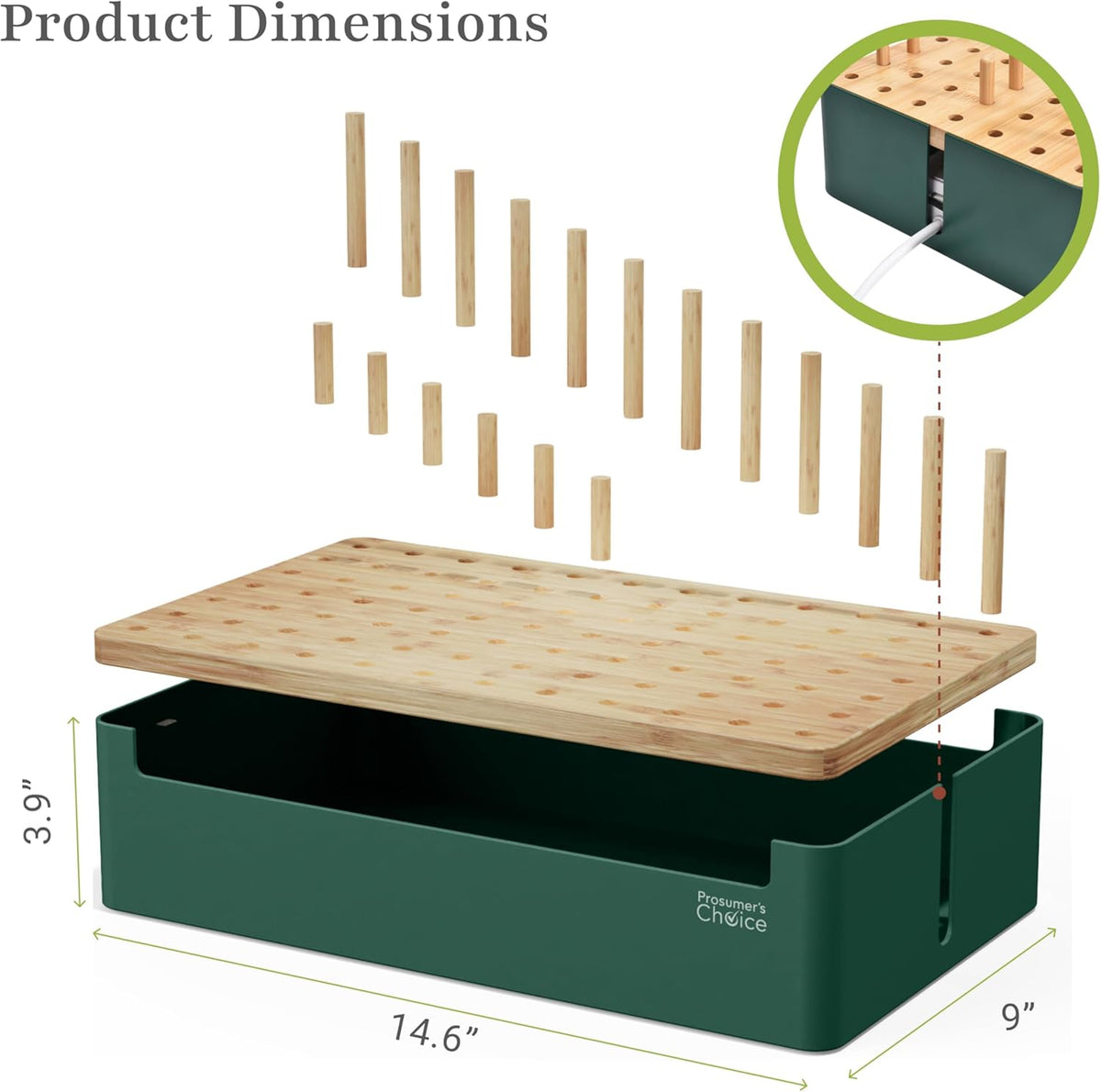 Prosumer's Choice Bamboo Charging Station - Multi Charger Station Organizer - Desk Docking Station for Phones, Tablets, Laptop - Wooden Charging Station with Removable Dividers - Cables Not Included