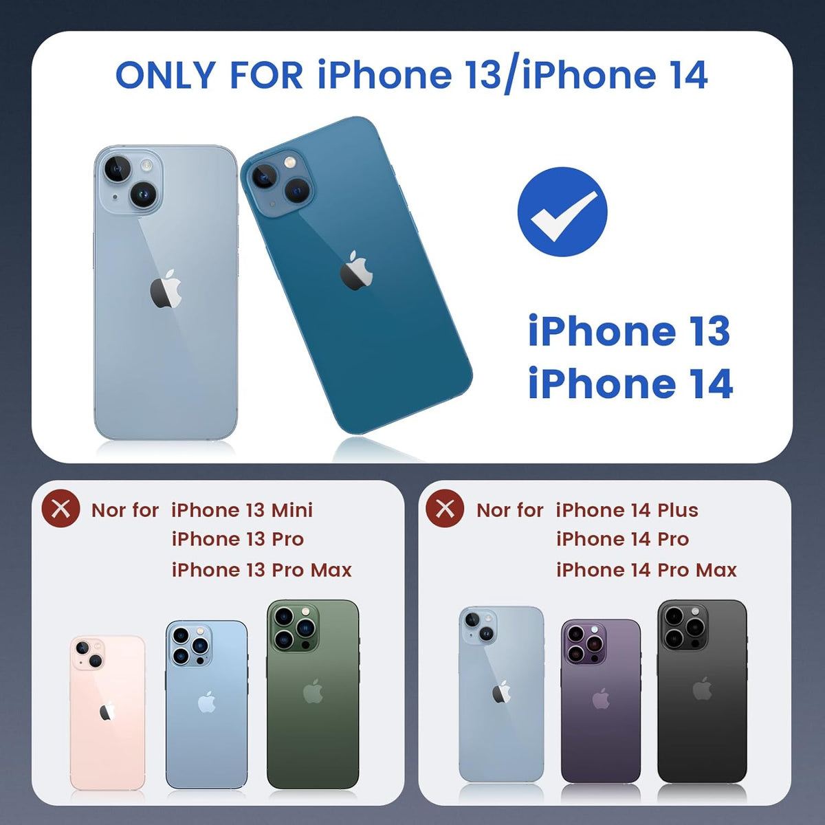 Ruky Translucent Magnetic Case for iPhone 13/14, 6.1", with Privacy Screen Protector & Metal Kickstand, Blue, MagSafe