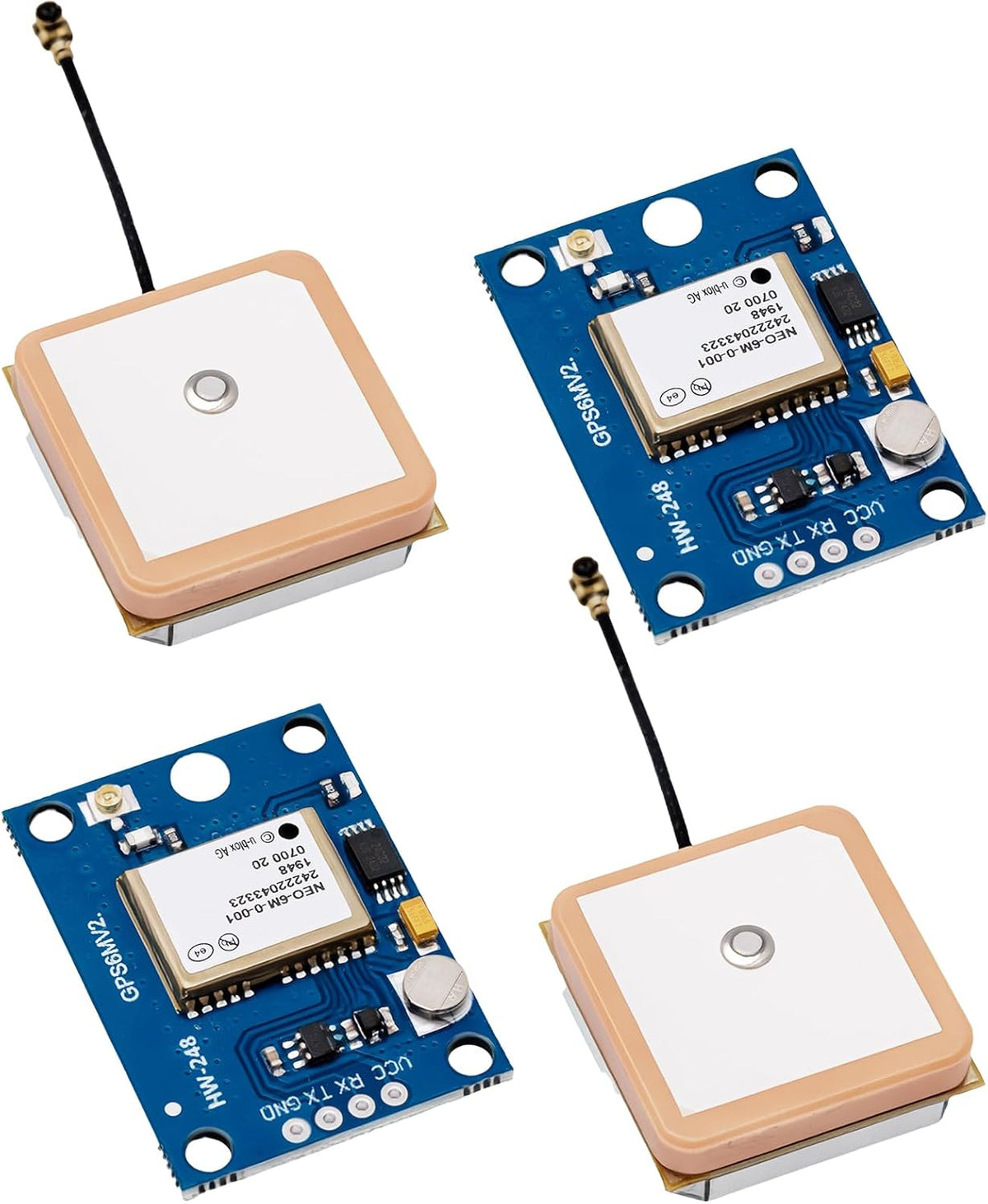 hiBCTR 2-Pack GY-NEO6MV2 NEO-6M 3V-5V 2.5 GPS Flight Controller Module with Super Ceramic Antenna for Arduino EEPROM
