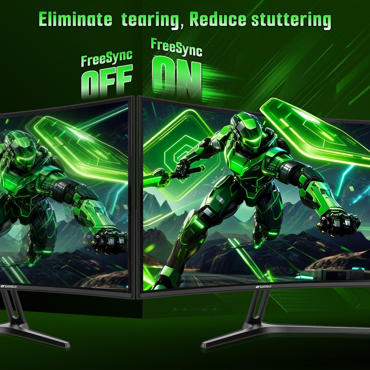 SANSUI 27 Inch Curved 240Hz Gaming Monitor, 2K WQHD 1500R Curved Computer Monitor, 120% sRGB, MPRT 1ms, Freesync, HDR, VESA(100 * 100mm),HDMI*2, DP1.4 * 2(DP Cable Included)
