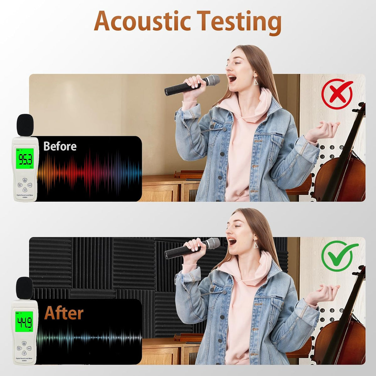 36 Pack Acoustic Foam Panels with Self Adhesive 12" X 12" X 1" Sound Proof Foam Panels for Walls High Density Wedge Soundproof Wall Panels for Studio Office Gaming Room