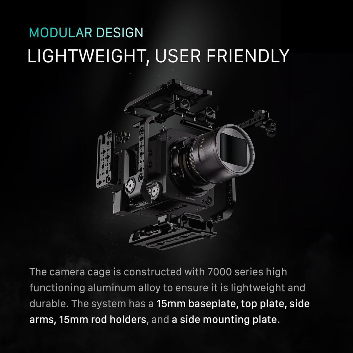 Tilta Camera Cage Compatible with Sony BURANO | Arri Rosettes, 1/4"-20 and 3/8"-16 Threads | w/Top Handle, Left/Right Side Arm, Battery Plate (Full Camera Cage)