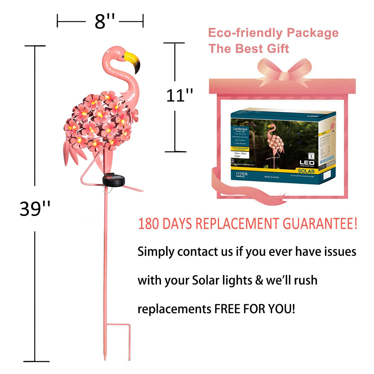 Homeimpro Garden Solar Lights Flamingo Yard Decor Gifts for Women Outdoor Decorations Stake Lights, Waterproof Warm White 27 LED for Lawn,Patio