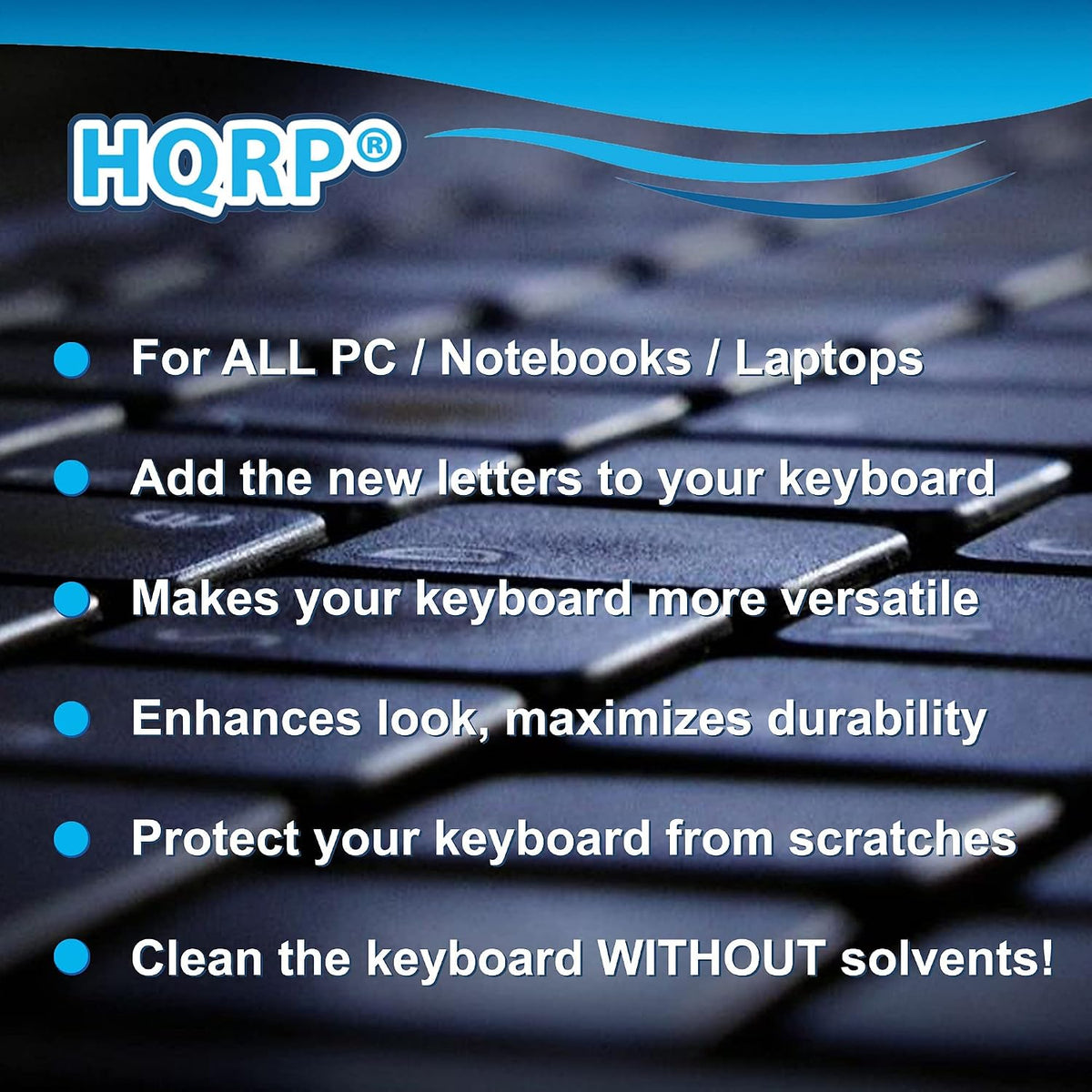HQRP Yellow Lettering Keyboard Stickers for All Devices