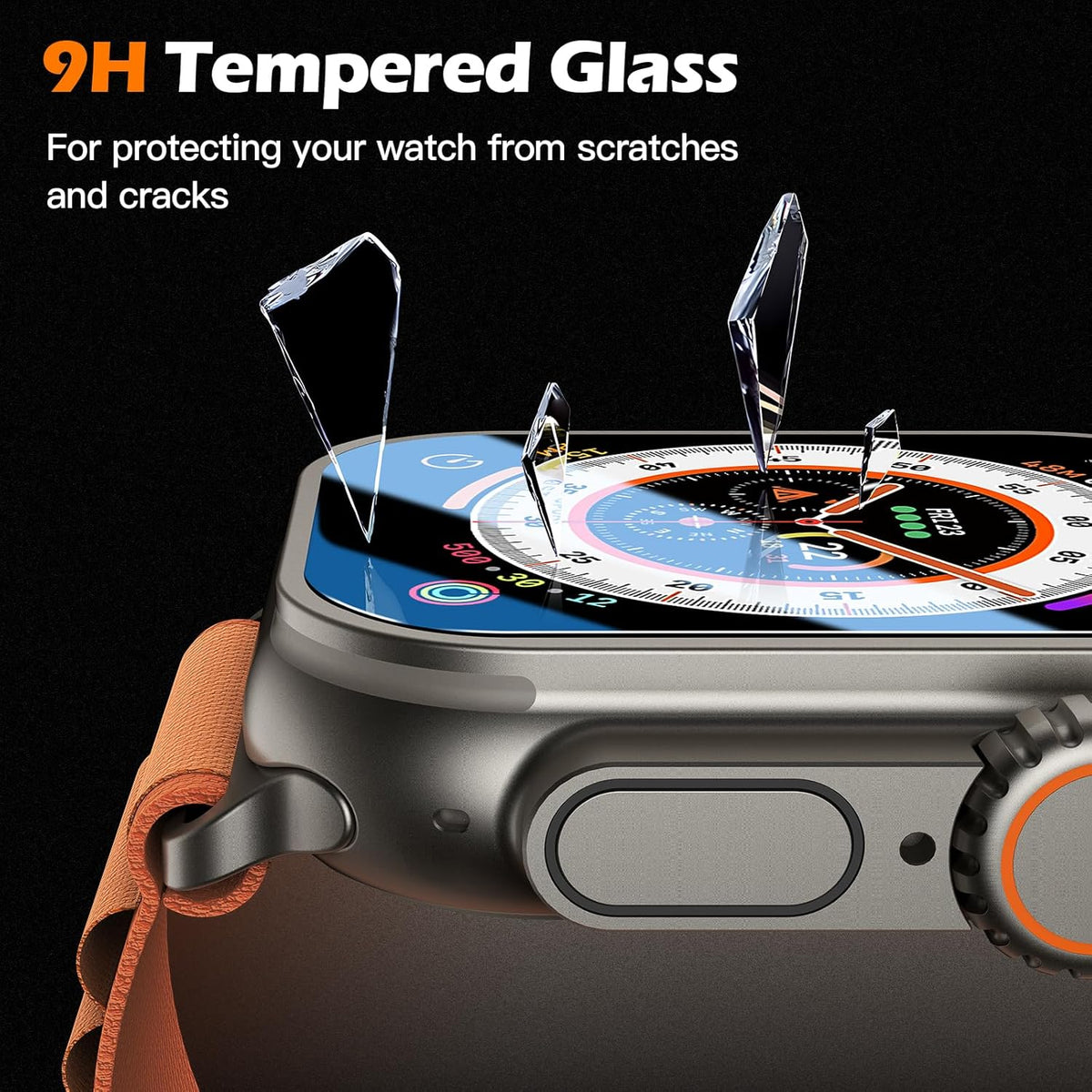 Misxi [2 Pack] Tempered Glass Screen Protector for Apple Watch Ultra 2/49mm, Auto Alignment Tool Kit for Easy