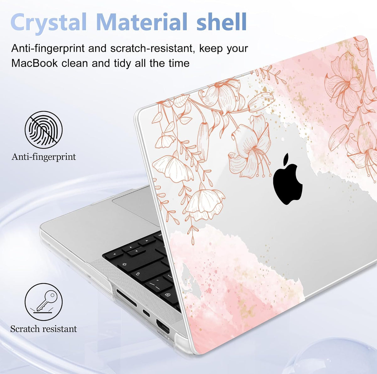 for MacBook Pro 16 inch Case 2021 2022 2023 2024 Release A3186 A3403 M4 A2991 M3 A2780 M2 A2485 M1 Pro/Max, Hard Shell Case with Screen Protector & Keyboard Cover, Watercolor Floral