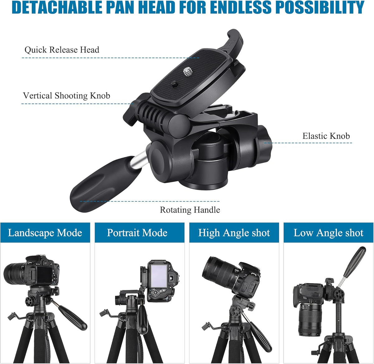 VICTIV 74” Camera Tripod, Tripod for Camera and Phone, Aluminum Professional Tripod Stand for Canon Nikon with Carry Bag and Phone Holder, Compatible with DSLR, iPhone, Spotting Scopes, Max Load 9.5Lb