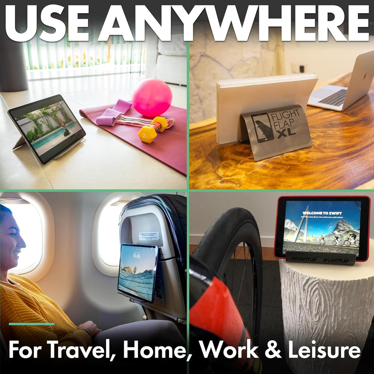 Airplane Tablet Holder, Extra Large 12x7” Flexible Cell Phone and Tablet Holder, Folding Cellphone Stand for Desk, Kindle, Bed, Long Flight Travel Accessories, Plane Essentials (Gray)