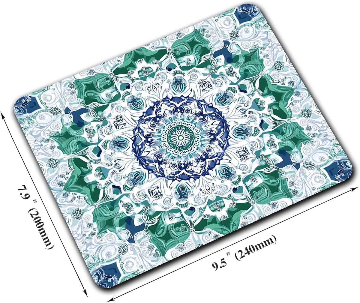 Aesthetic Mandala Pattern Custom Mouse Pad with Non-Slip Rubber, Small Square Design for Wireless Laptop & Computer Mouse Pads for Desk, 9.5 x 7.9 inch Smooth Surface for Gaming & Office