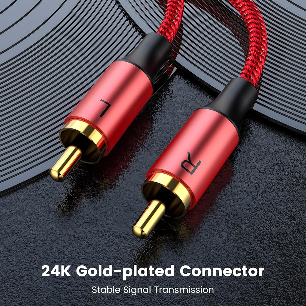 MOSWAG 2RCA Male to 2RCA Male Audio Cable, RCA Stereo Cord 6.6Ft/2M for Home Theater, Car Audio