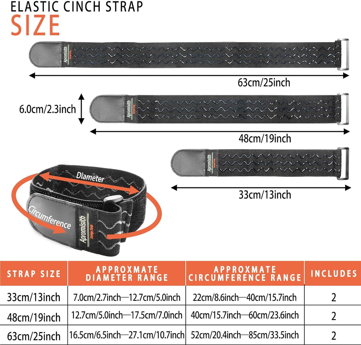 Elastic Hook and Loop Fastening Cable Strap, 12" 18" 24" (6 Pack) Silicone Anti-Slip Straps for Cable Organization