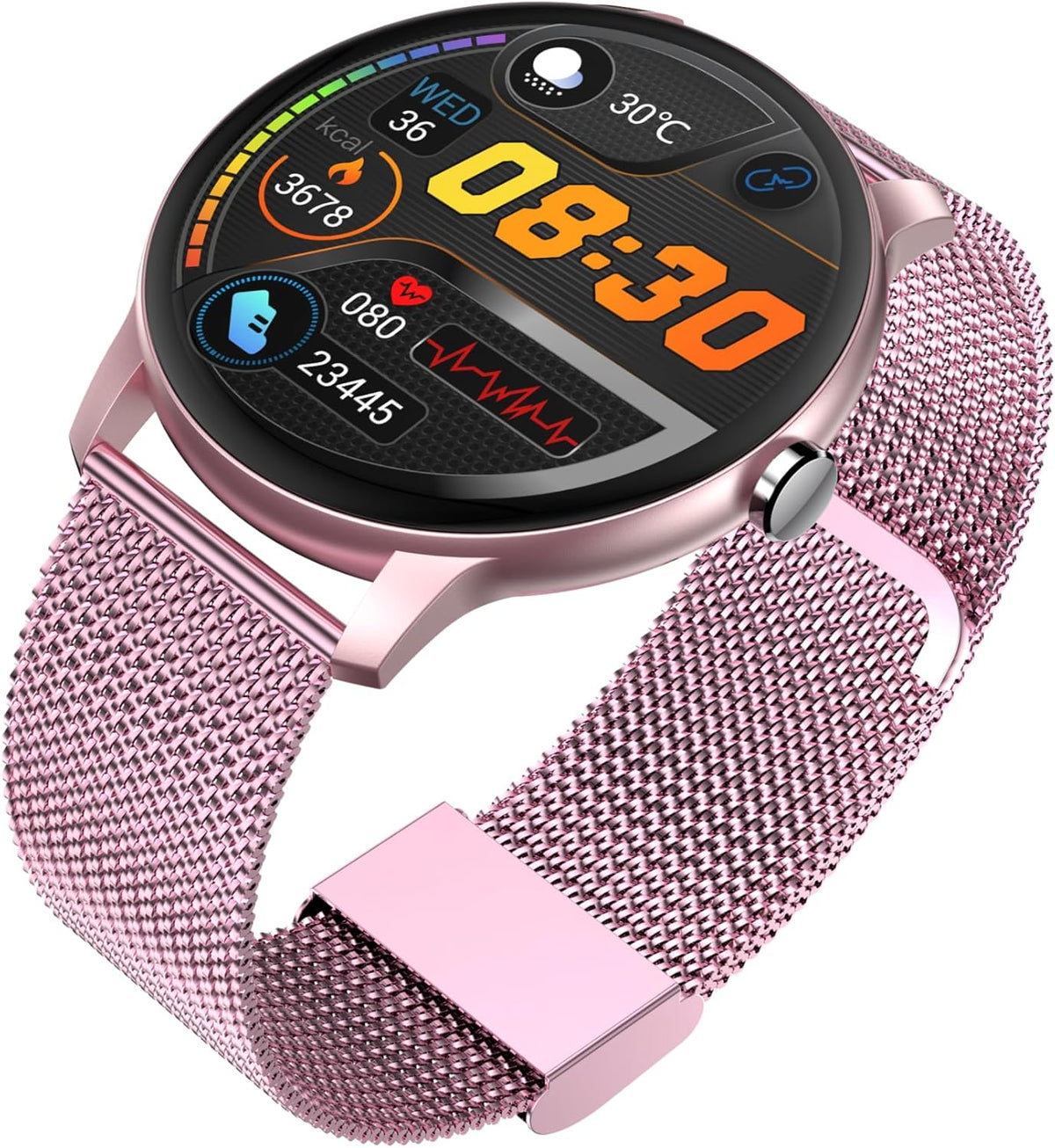 Smartwatch for Women, 1.3” Fitness Tracker with 100+ Sport Modes, IP67 Waterproof, Heart Rate & Sleep Monitor (Pink,