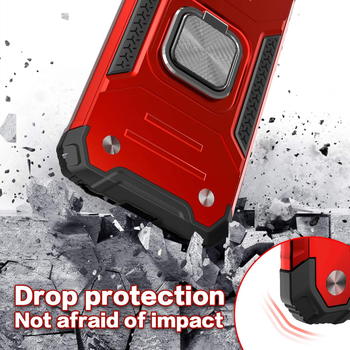Galaxy S10 Plus Case, Slim Fit Hybrid Drop Test Cover with Car Mount Kickstand Protective Phone Case, Red