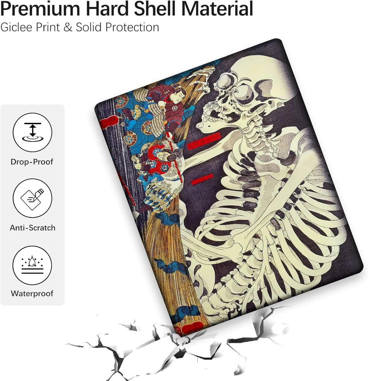 Berkin Arts Compatible with MacBook Air 13 inch Cover, 2022-2018 Release A1932 with Touch ID with Keyboard Cover & Screen Protector Feudal Japan Art (The Skeleton Specter by Kuniyoshi)