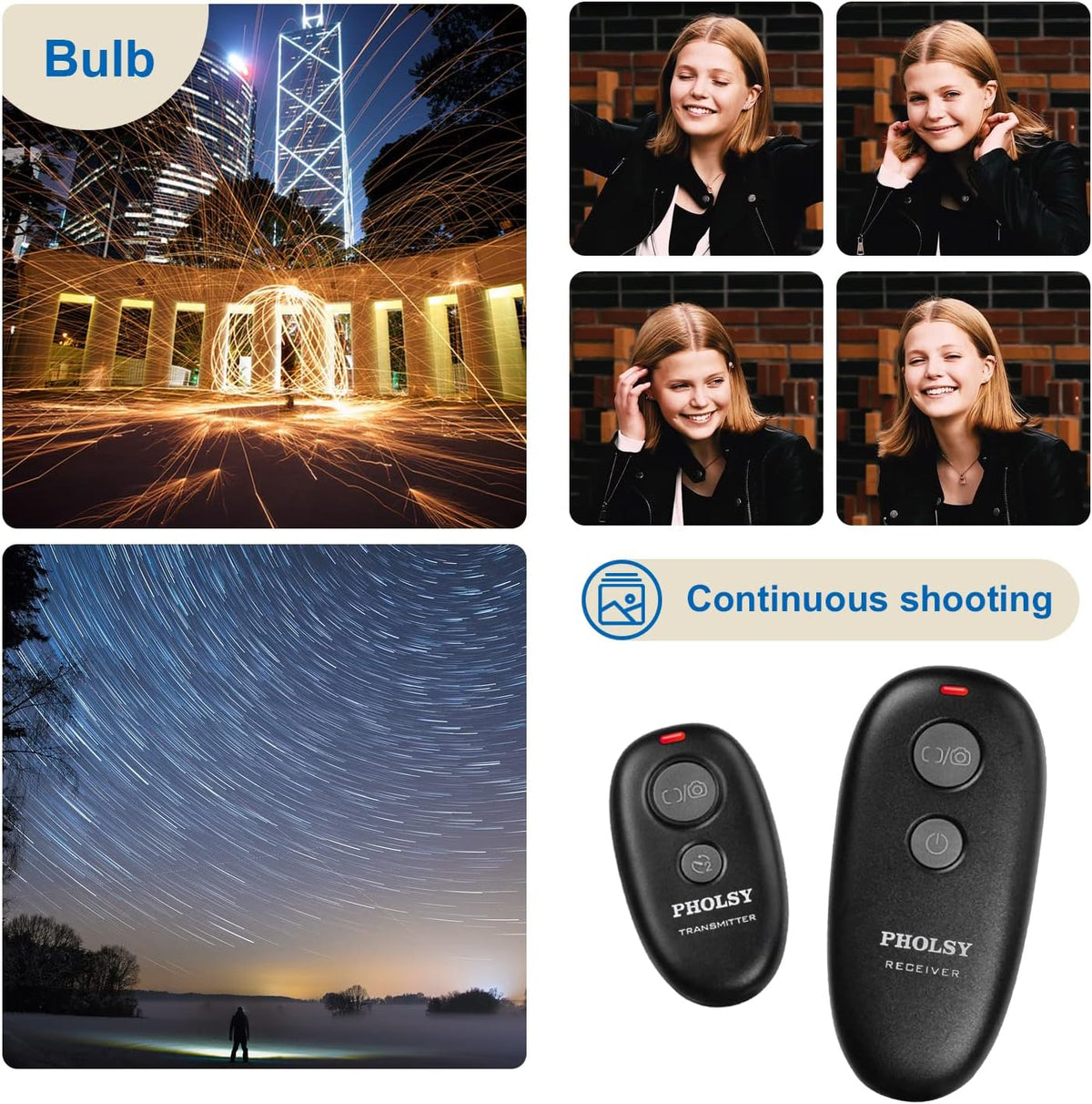PHOLSY N10 for Nikon Shutter Release MC-DC2 Wireless Remote Control for Nikon Camera Z5, Z7 II, Z6 II, D750, D780, D7500, D7200, D7000, D5600, D5500, D5300, D3300, D90, P1000, P7700, P7800, P950