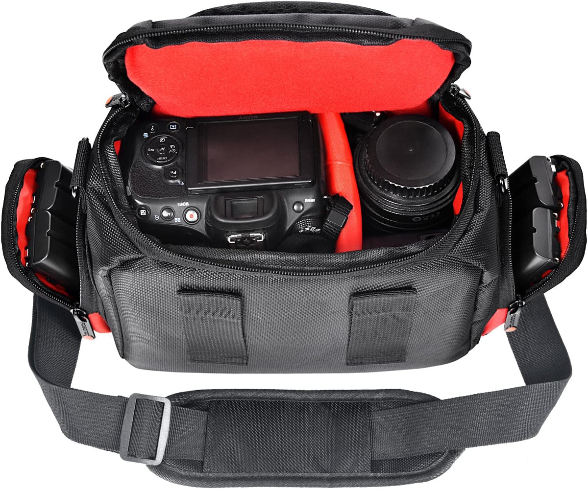 FOSOTO Camera Shoulder Bag Case for Nikon D3000, D3200, D3300, D5100, D5300, D7500, D500, D610, Canon 2000D