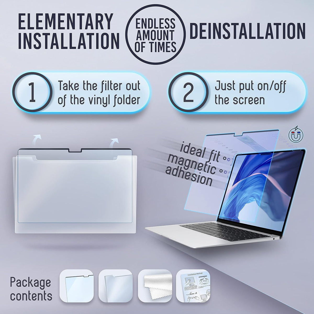 VINTEZ Magnetic Blue Light Screen Protector Compatible With MacBook Pro 16" 2021, 2022, 2023, 2024, M1, M2, M3, M4 Anti Blue Light Blocking Filter for Laptop