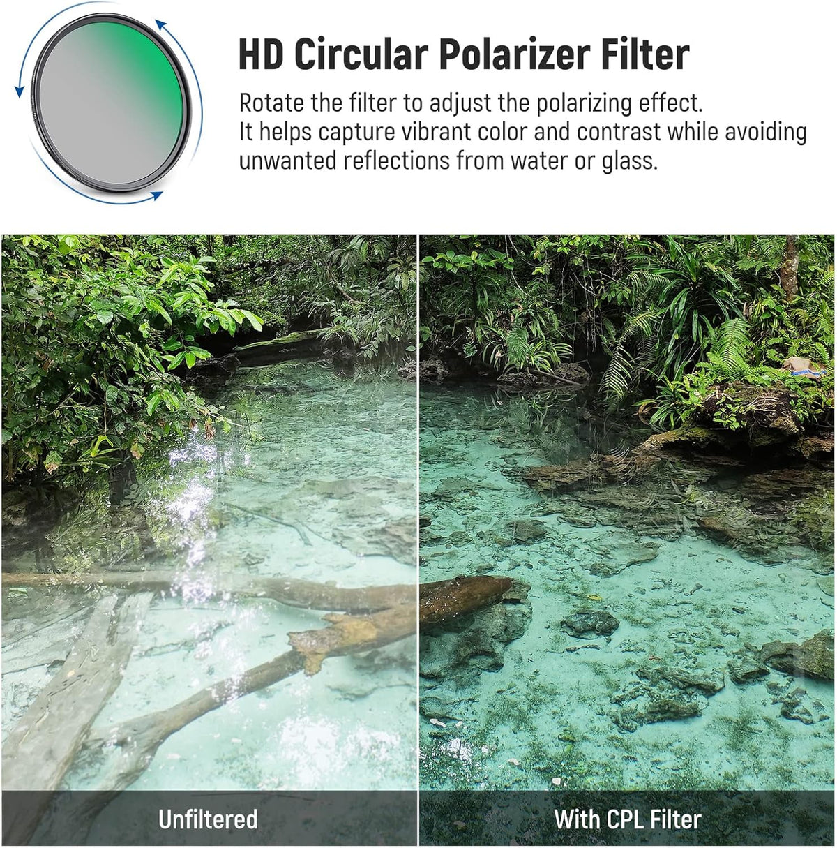 NEEWER 62mm UV CPL Lens Filter Kit, Circular Polarising Filter Set with HD Optical Glass