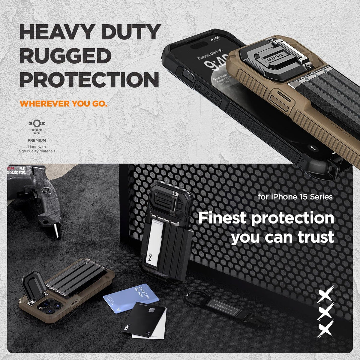 VRS DESIGN Damda Glide Ultimate Case for iPhone 15 Pro Max (2023) - Premium Wallet Case with Multi-Functional Strap