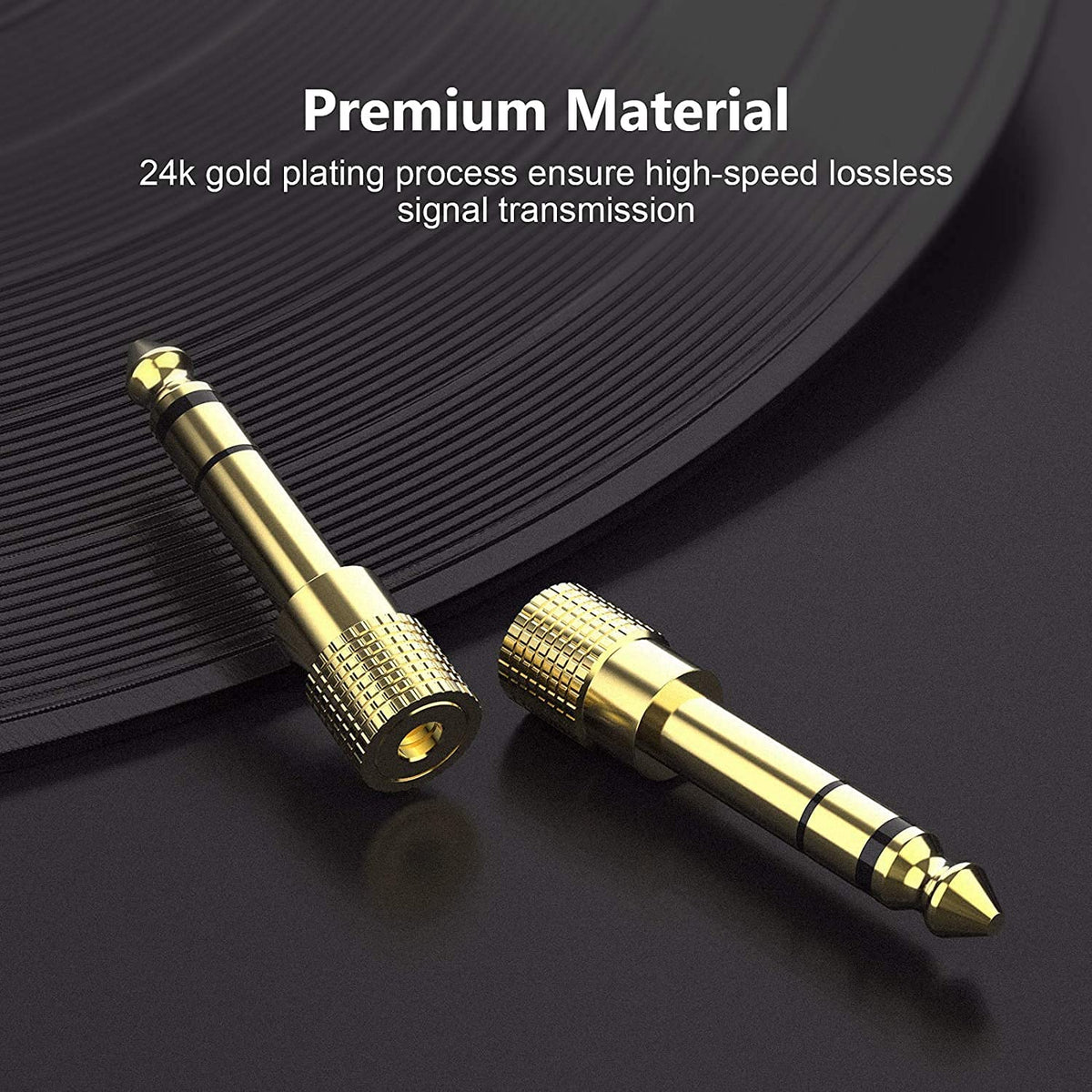 WISYIFIL 6.35mm (1/4 inch) Male to 3.5mm (1/8 inch) Female Stereo Audio Headphone TRS Jack Cable Converter,Gold Plated Copper 2 Pack