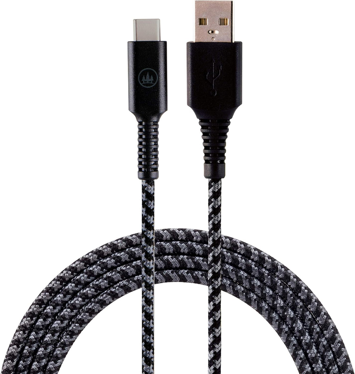 EcoSurvivor 8ft USB-A to USB-C Fast Charging Cable, Black Nylon Braided, for iPhone 15, iPad, MacBook, Samsung Galaxy,