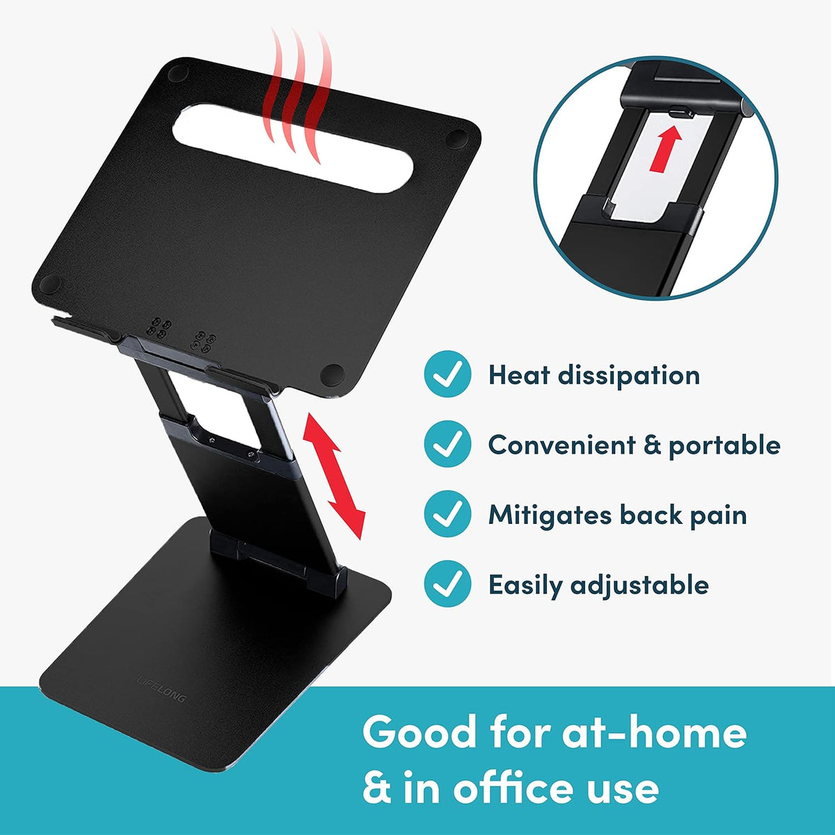 Ergonomic Adjustable Laptop Riser - Fits 10-17 Inch Laptops & MacBooks - Portable Desk Stand