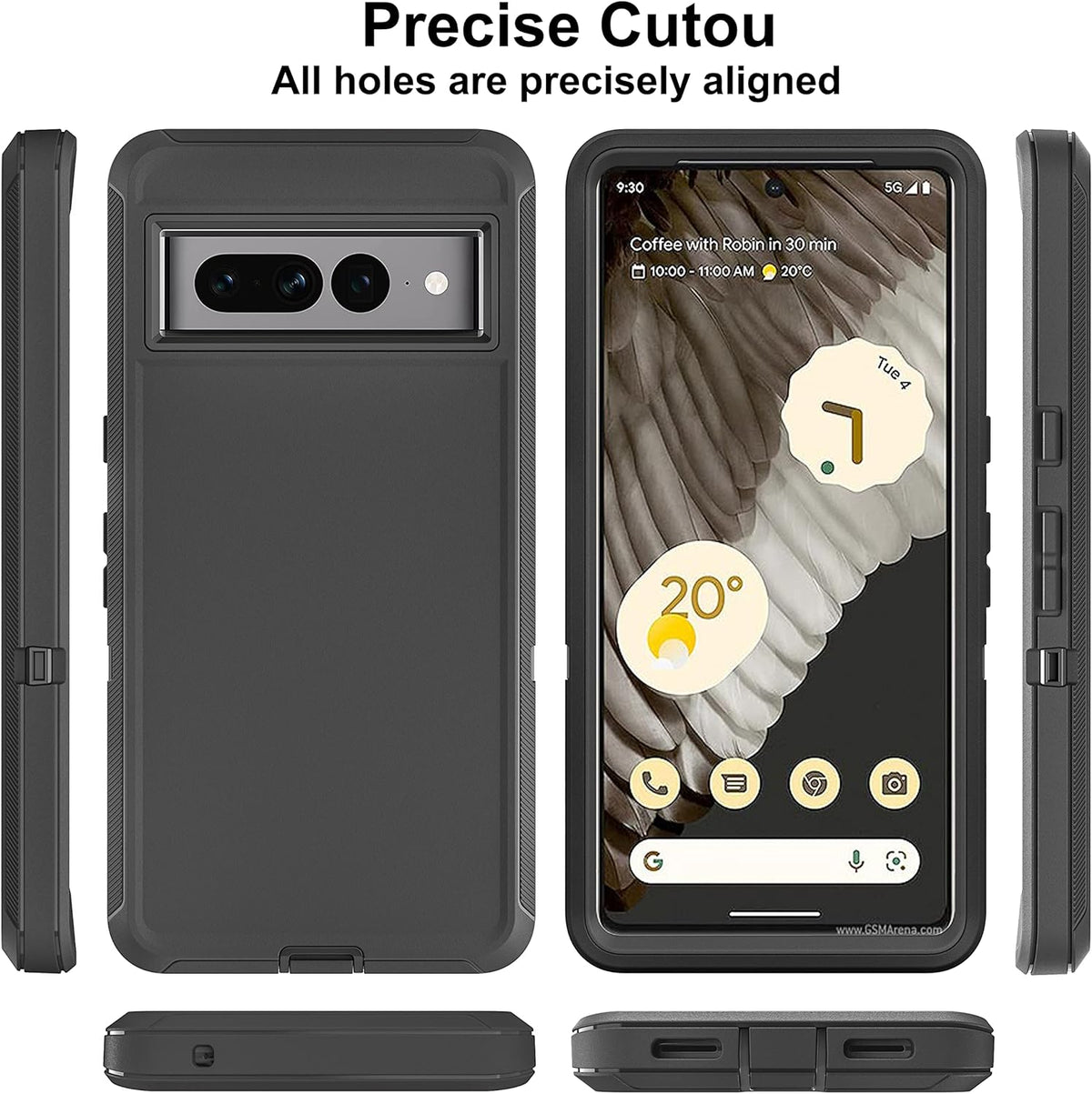 Shockproof Dust/Drop Proof Case for Pixel 7 Pro, 3-Layer Full Body Protection [without Screen Protector], Rugged Heavy