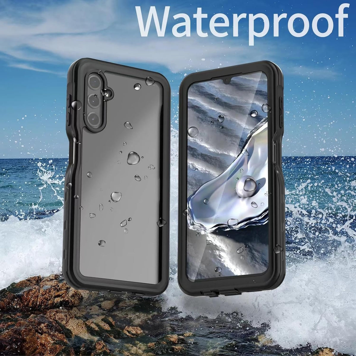 Waterproof Case for Samsung Galaxy A14 4G/5G, Snowproof, Dustproof, Shockproof, Full Body Protection, Black