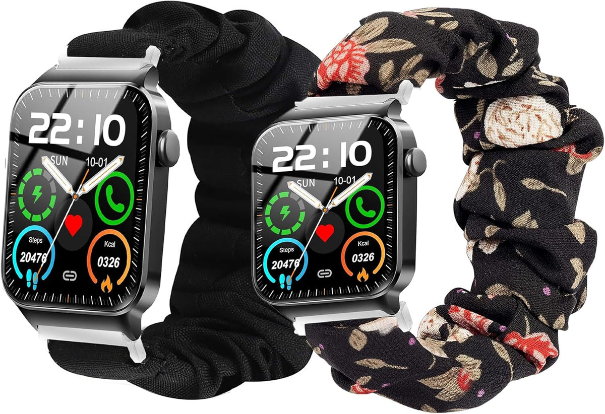 Compatible with Donerton T50S Smart Watch Bands, Cute Fabric Elastic Scrunchie Replacement Straps for 1.85" Smartwatch
