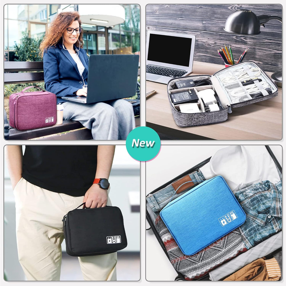 Electronics Organizer Travel Bag, Waterproof Portable Digital Storage Case for Cables & Accessories