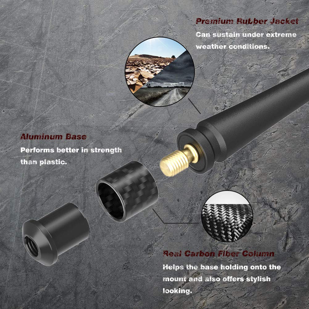 RYDONAIR Short Antenna Compatible with Jeep Wrangler 2007+ & Jeep Gladiator 2020+, Internal Copper Coil for Enhanced Reception, Car Wash Proof, 7