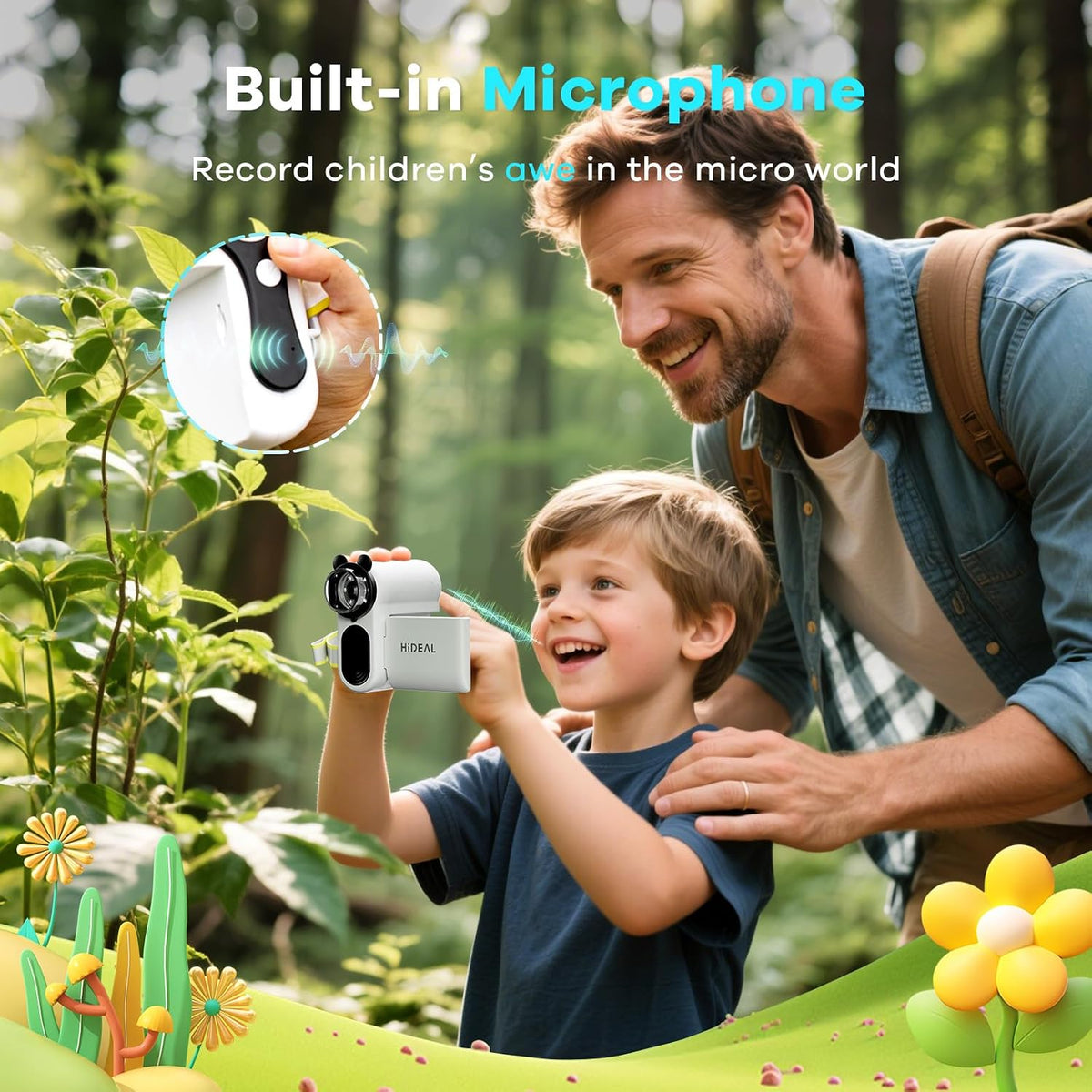 Hideal HP60 [3-in-1] 2" IPS Microscope for Kids: [Auto On & Off] Portable Handheld Microscope Miniscope, Pocket Mini