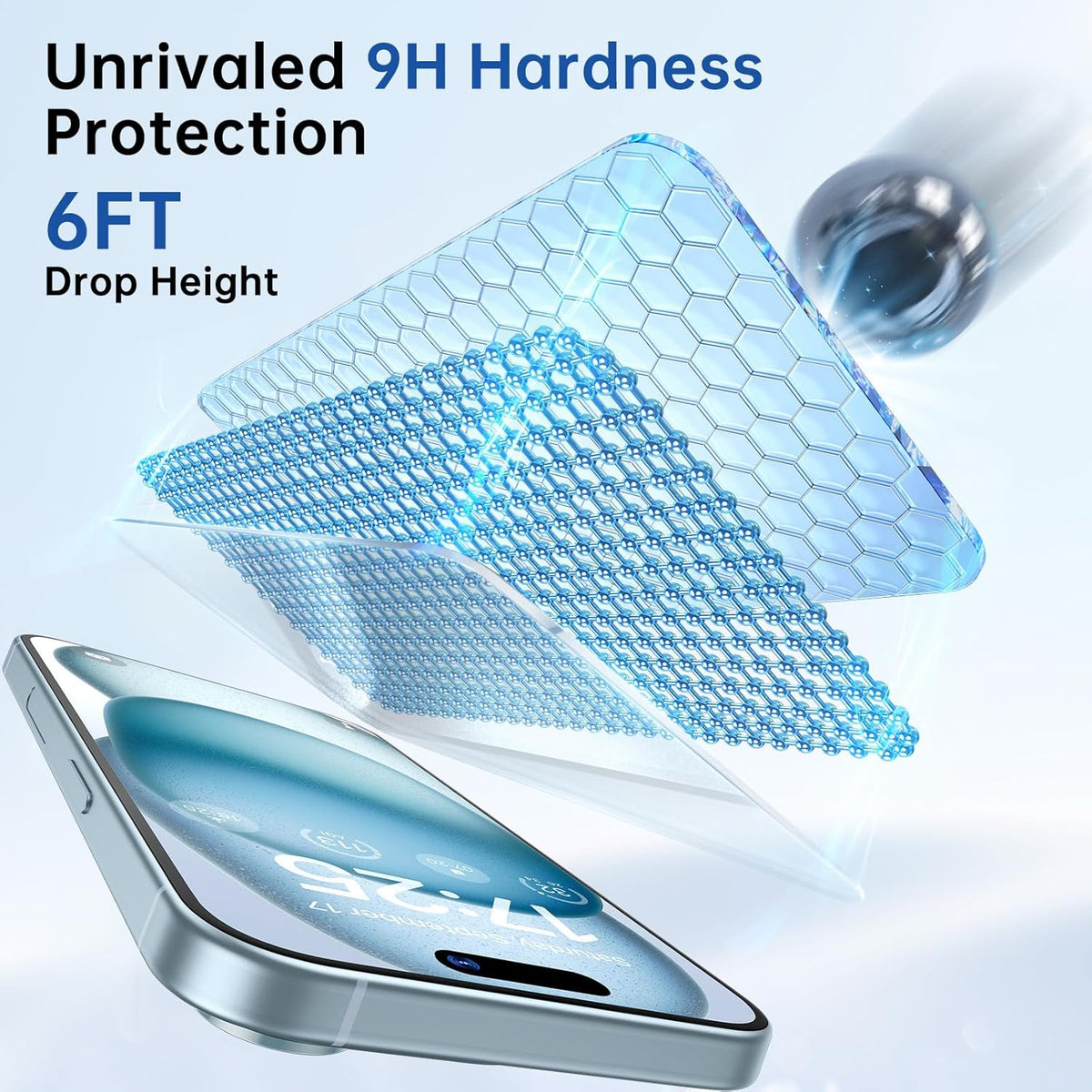 SYNCWIRE iPhone 15 Screen Protector [6.1 inch] - 3 Pack, HD Clear, Shatterproof, Scratch Resistant, Easy Install,