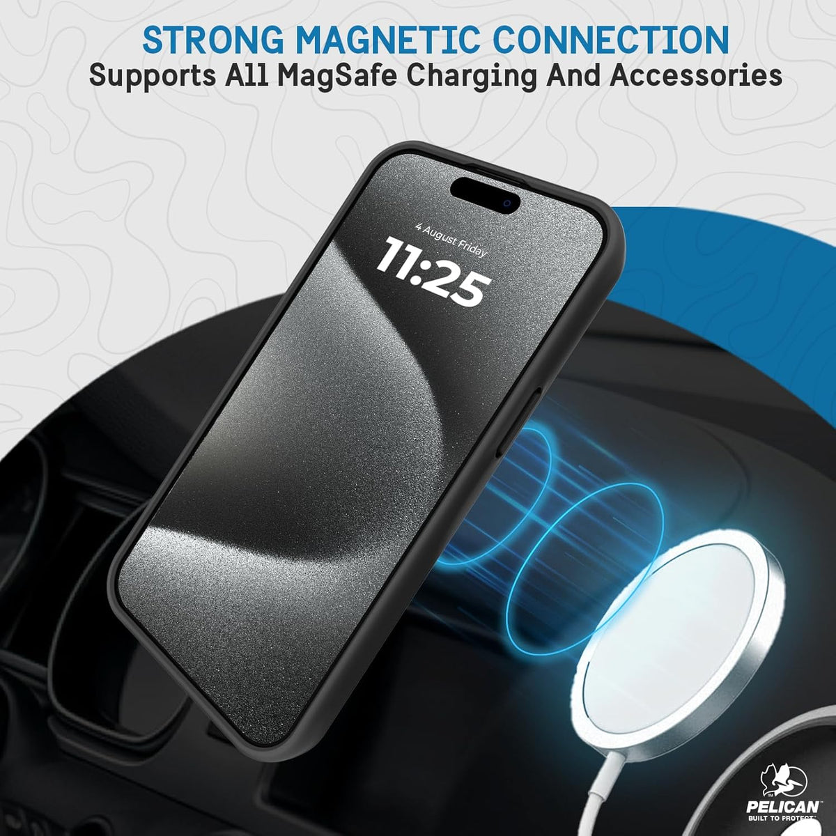 Pelican Protector Series iPhone 15 Case, 6.1" Black Magnetic Phone Case with Anti-Scratch Technology and Drop Protection