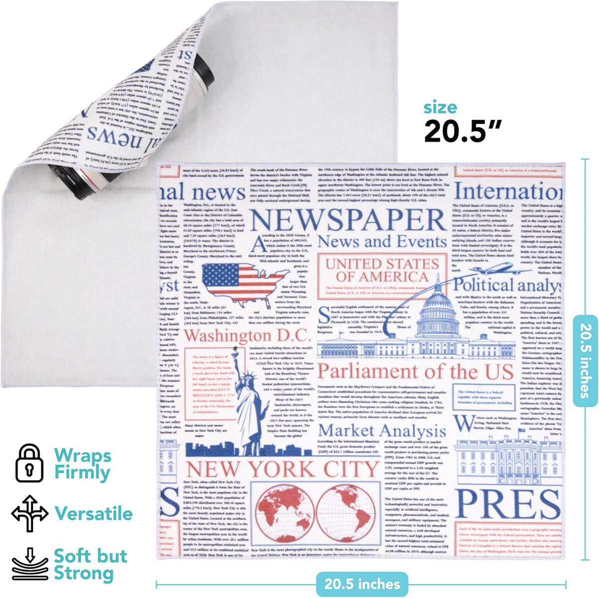 Foto&Tech Flexible Magic Cloth Wrapper, Anti-Scratch Camera Lens Book Wrap Travel Case, Compatible with DSLR Camera Lens