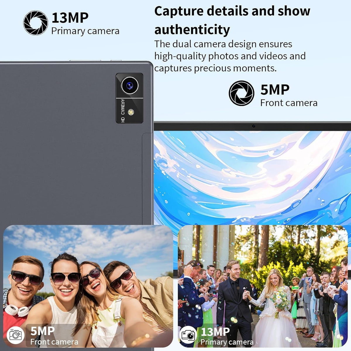 Android 15 Tablet with Keyboard, 16GB（8+8）RAM+256 Storage(Expand to 2TB), 8000mAh Battery, Widevine L1,10 Inch 2-in-1 Tablets with 5G/2.4G WiFi, BT5.0, GMS Certified, with Mouse, Case, Stylus（Black）