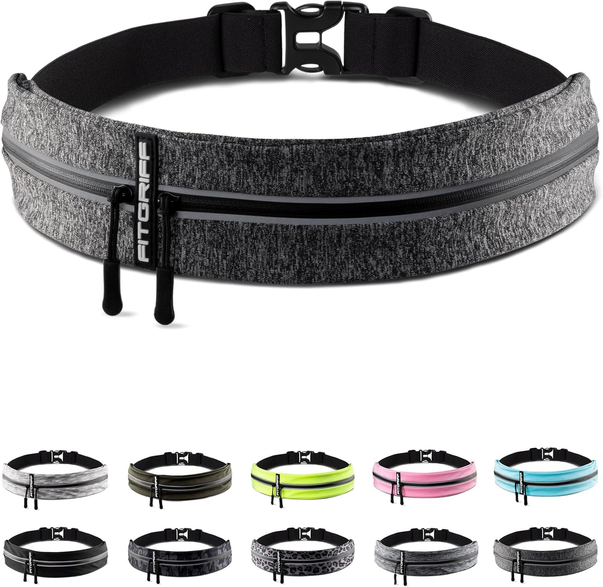 Fitgriff® Running Belt for Men & Women - Secure Jogging Pouch for Phone, Keys & Essentials - For All Cell Phones