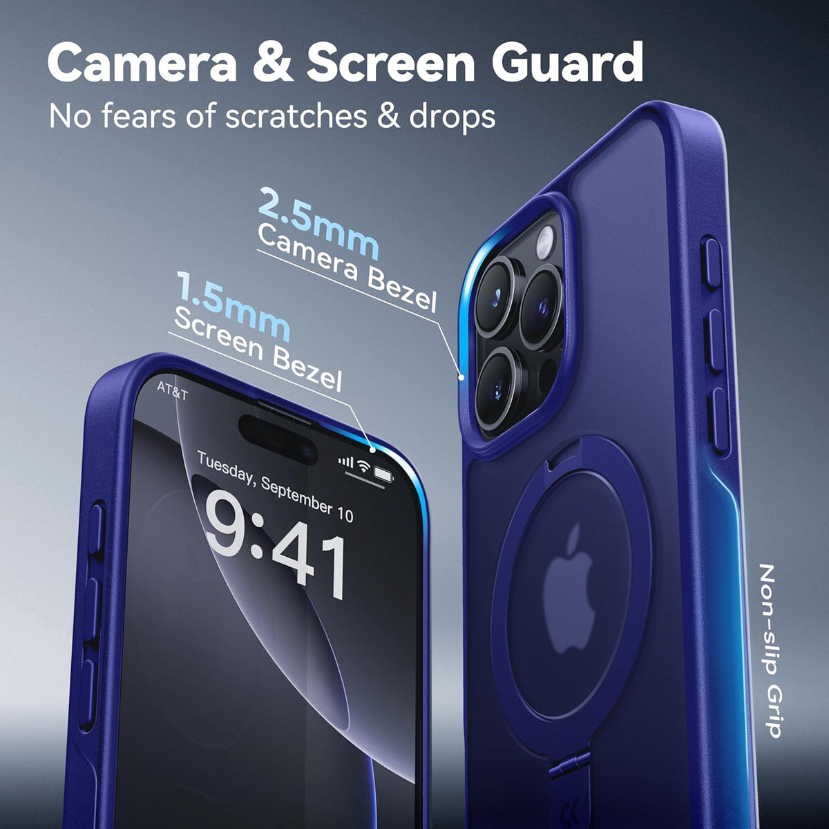 CASEKOO Designed for iPhone 16 Pro Max Case with Magnetic Invisible Stand [Military Drop Protection] [Compatible with MagSafe] Shockproof Slim Translucent Matte Promax Case 6.9 Inch, Klein Blue