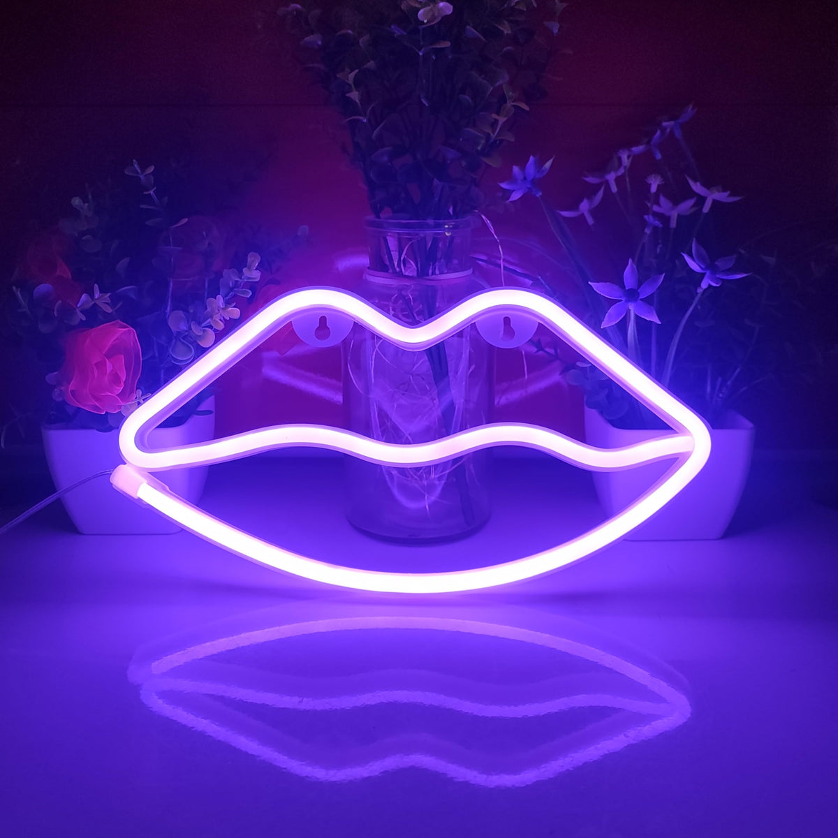 JYWJ Lip Neon Sign,USB or 3-AA Battery Powered Neon Light,LED Table Decoration,Bedroom Wall Decoration,Birthday Gift,Wedding Supplies Business Gift