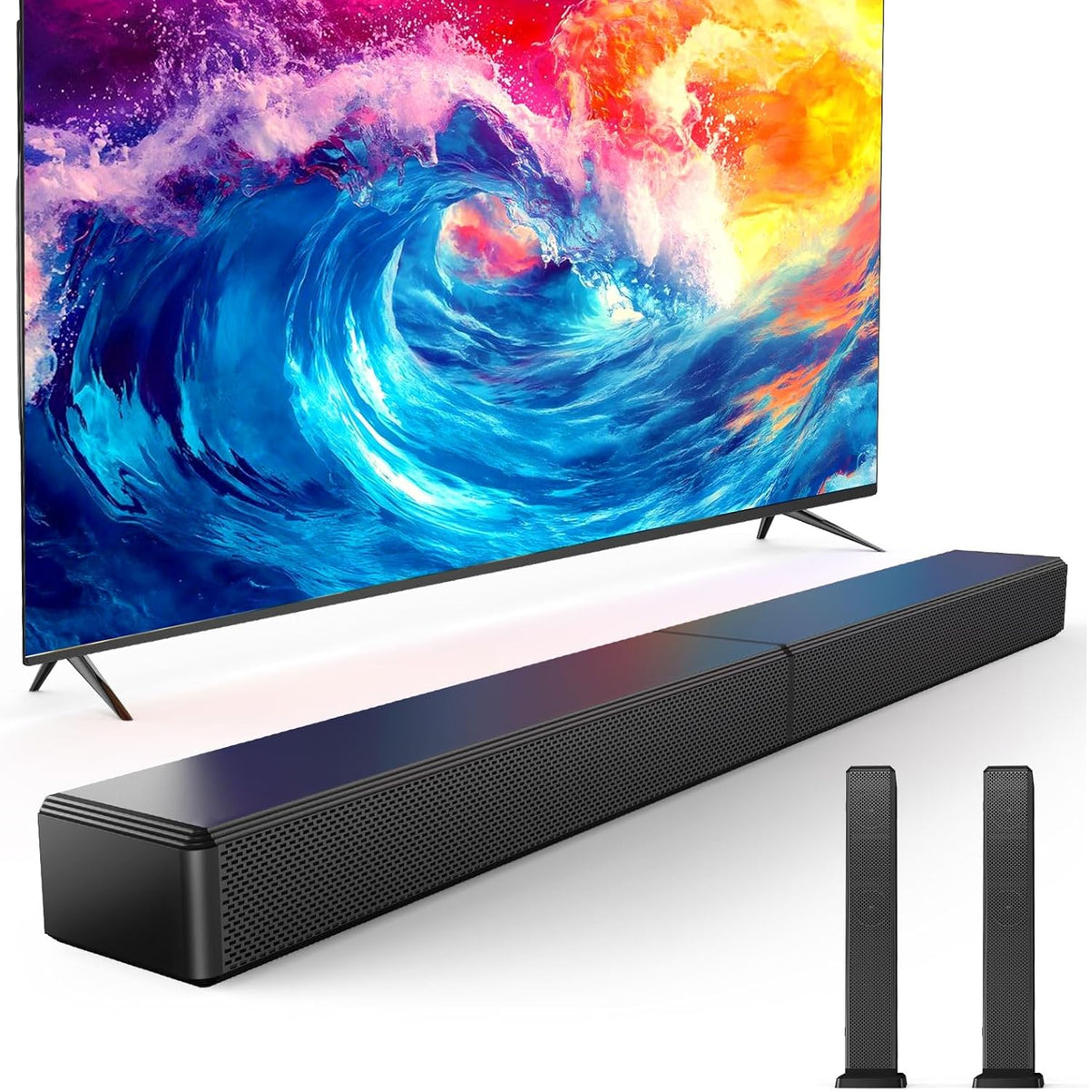 2.2ch 100W Sound Bar for Smart TV, 2-in-1 Detachable Bluetooth 5.3 Speaker with 3 EQ Modes & Adjustable Bass - Home Theater Audio for Movies, Gaming, Music