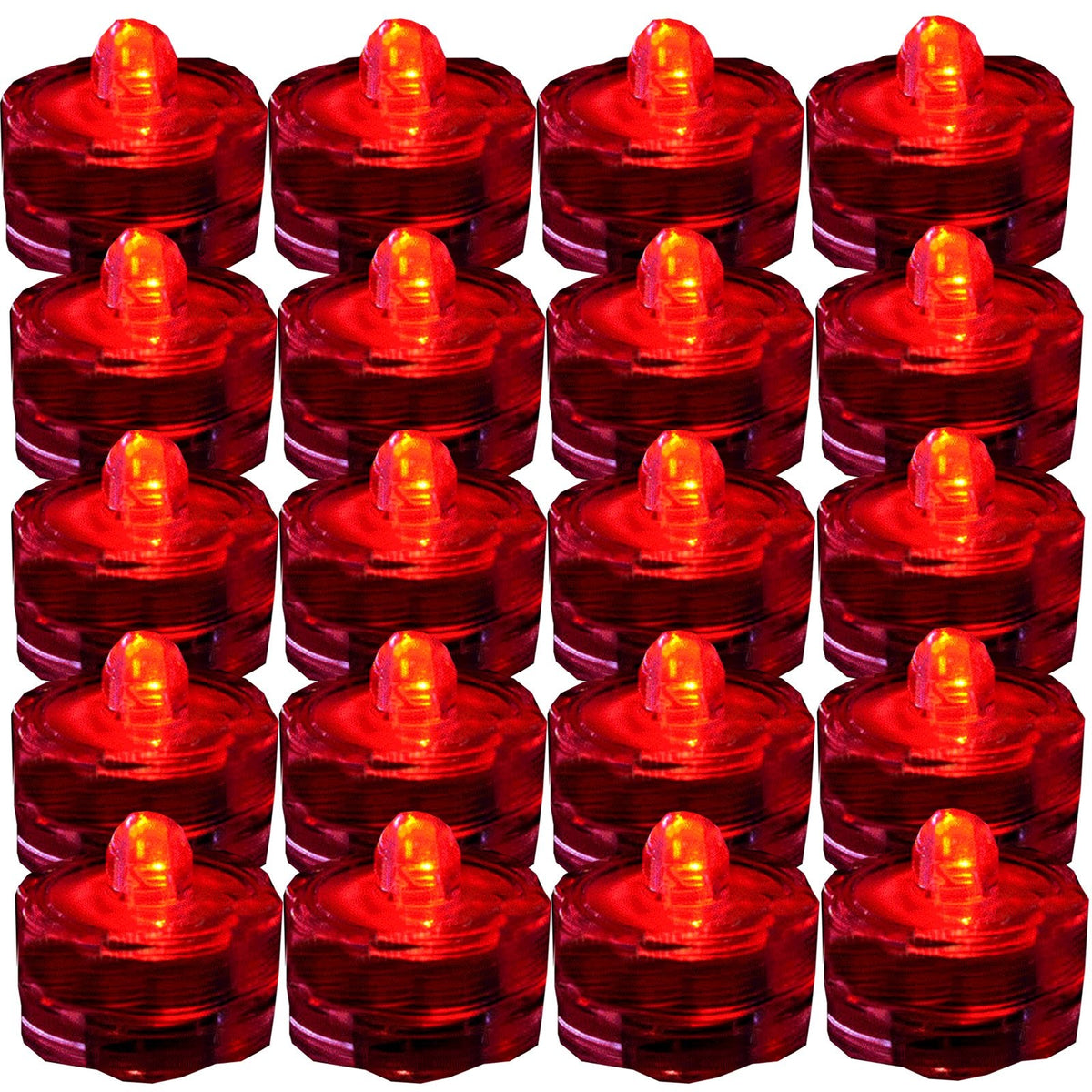 JYtrend Bright LED Floral Tea Light Vase Submersible Lights for Party Wedding (Red, 30 Pack)