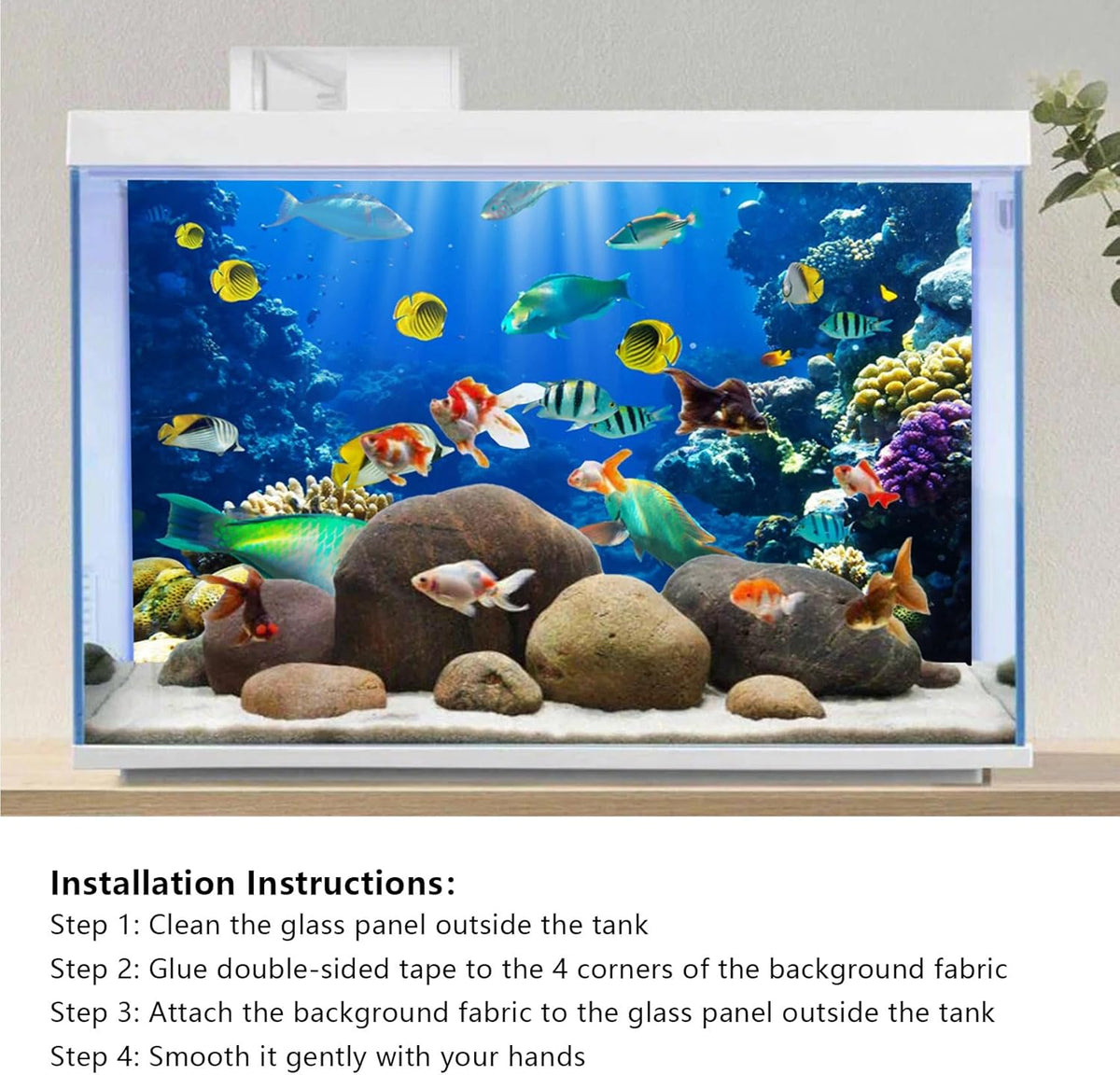 YongFoto 72x18 Inches Tropical Fish Terrarium Background, Deep Sea Marine Coral Polyester Aquarium Backdrop