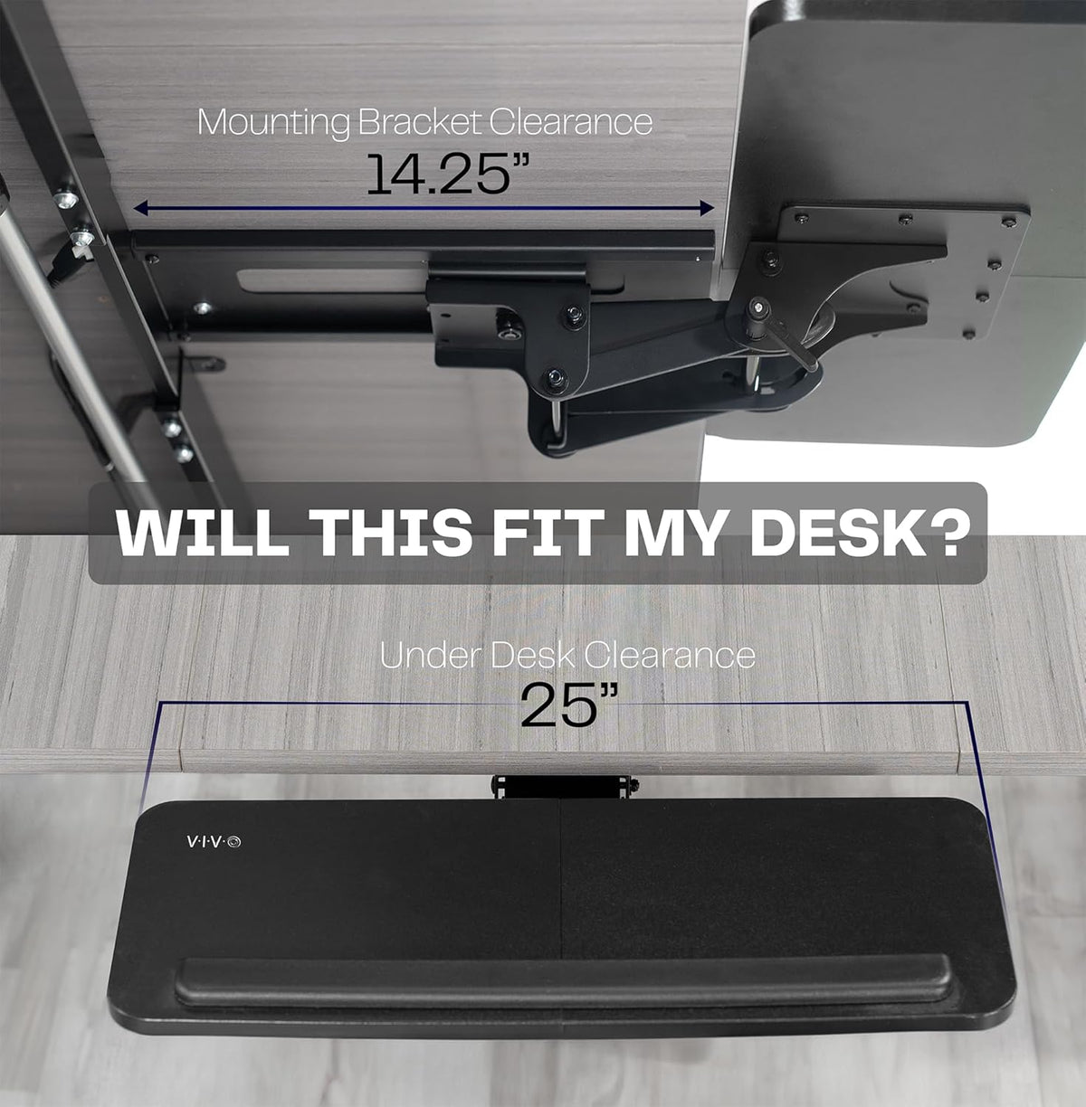 VIVO Adjustable Computer Keyboard & Mouse Platform Tray Ergonomic Under Table Desk Mount Drawer Underdesk Shelf (MOUNT-KB03B)