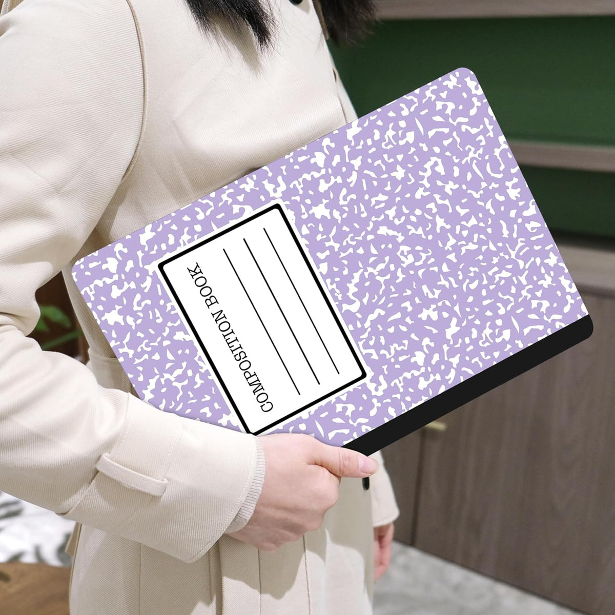 MEEgoodo for MacBook Air 13 inch Case 2021 2020 2019 Released A2337 M1 A2179 A1932 with Touch ID, Plastic Hard Shell Keyboard Cover Compatible with MacBook Air 13 inch Retina, Composition Book Purple