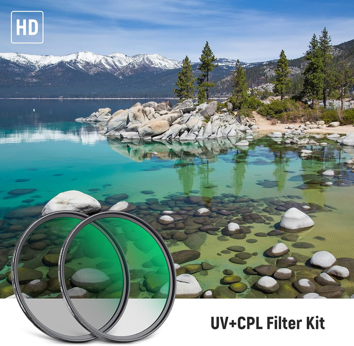 NEEWER 62mm UV CPL Lens Filter Kit, Circular Polarising Filter Set with HD Optical Glass