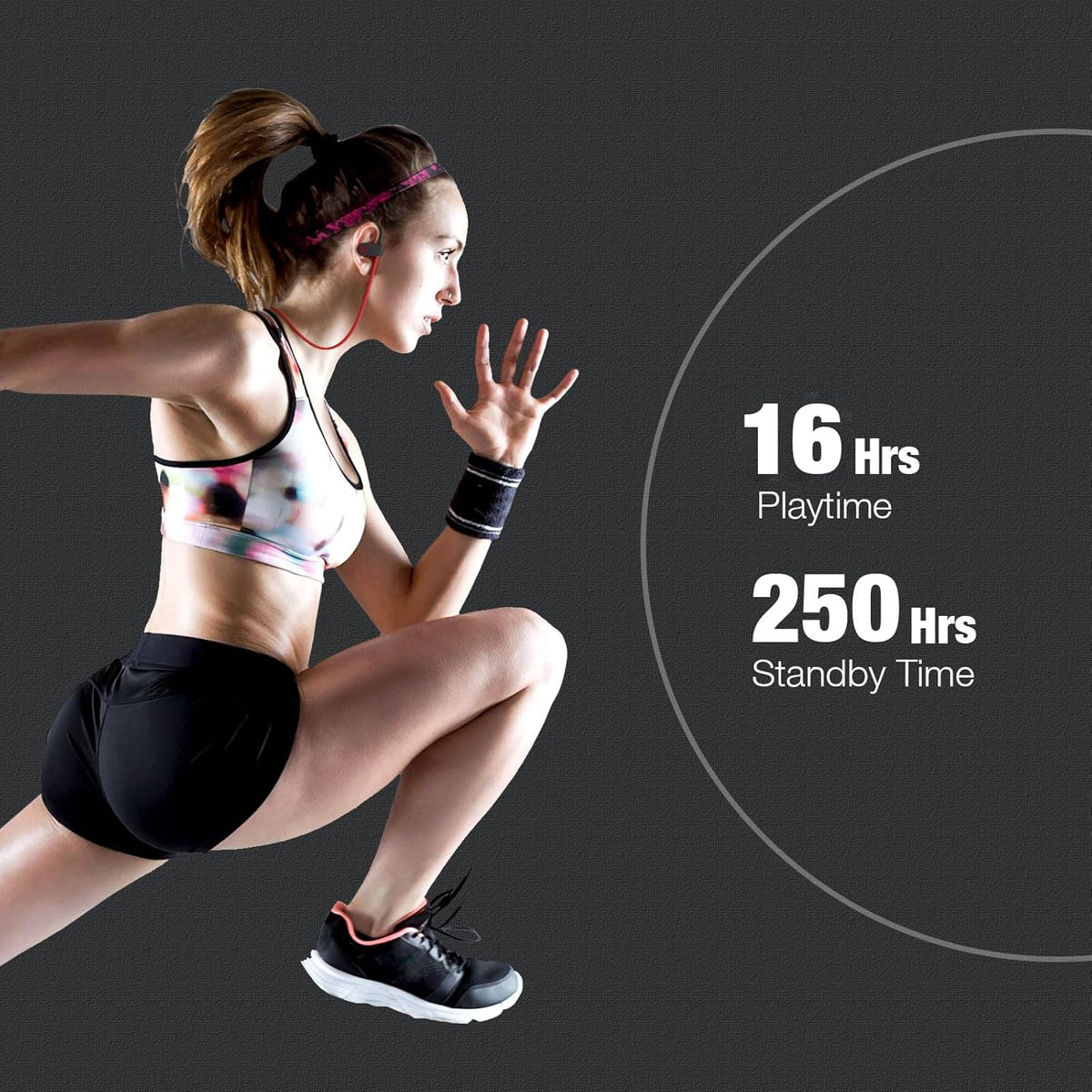 Boean Bluetooth Headphones Wireless Earbuds, Bluetooth 5.3 Running Headphones with 16 Hrs Playtime